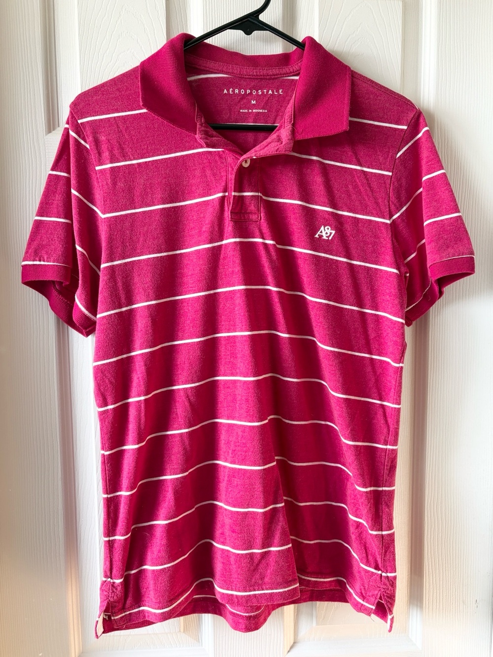Aeropostale Men’s Hot Pink Striped Polo